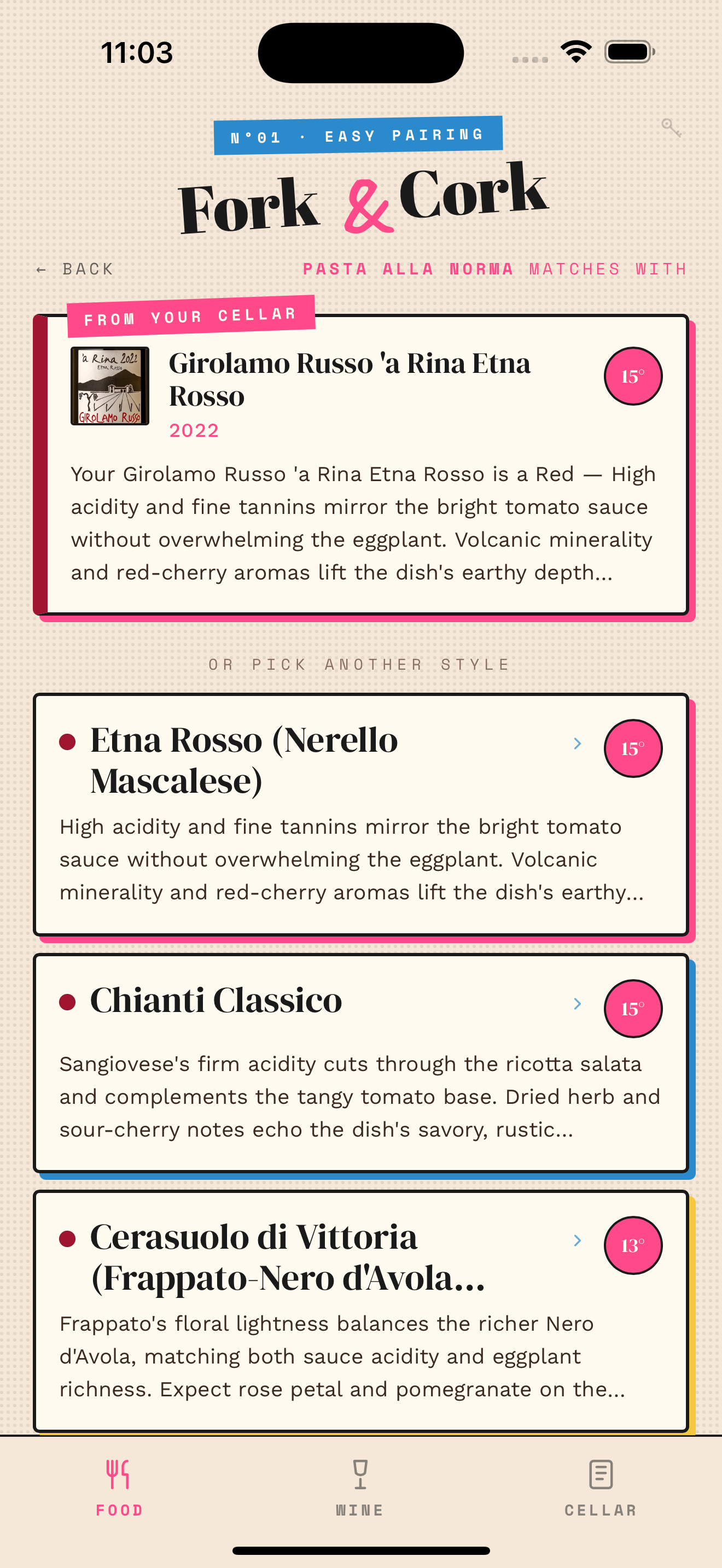 Pasta alla Norma matches