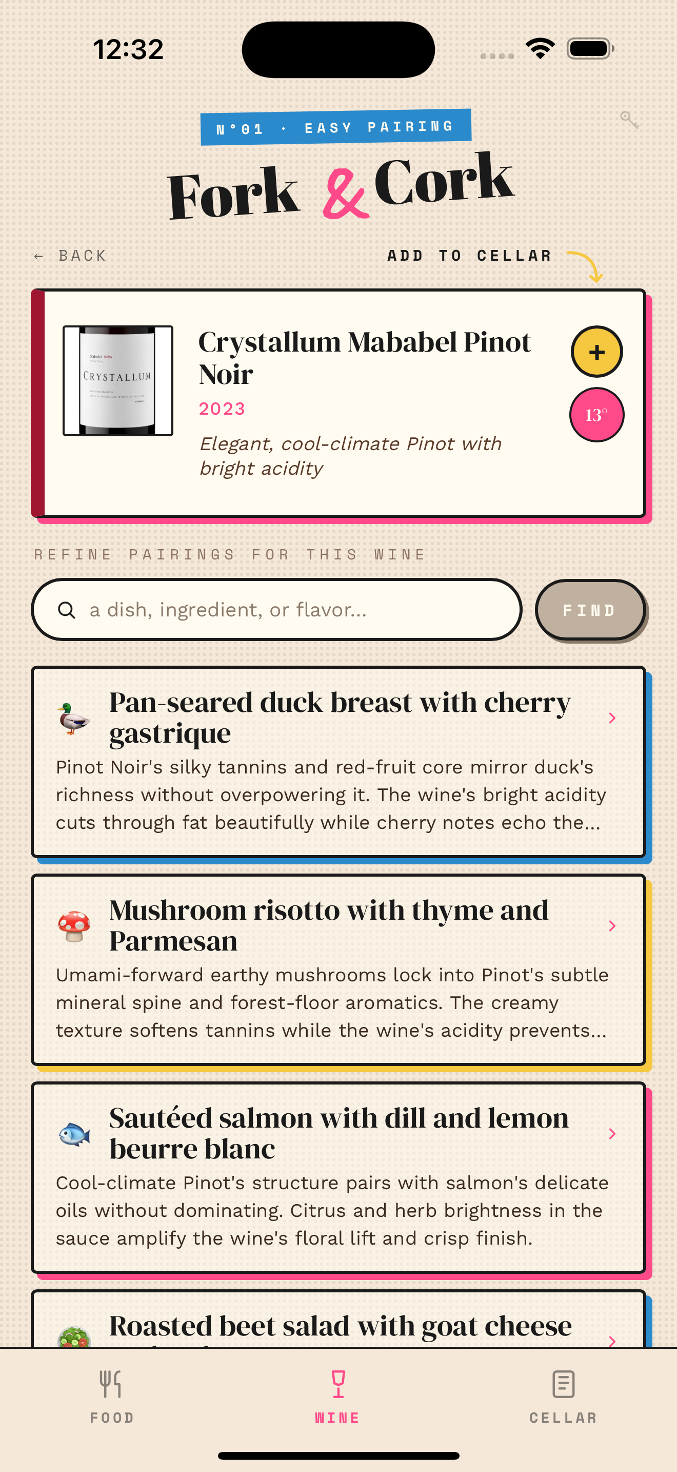 Crystallum Pinot Noir — five recipe pairings